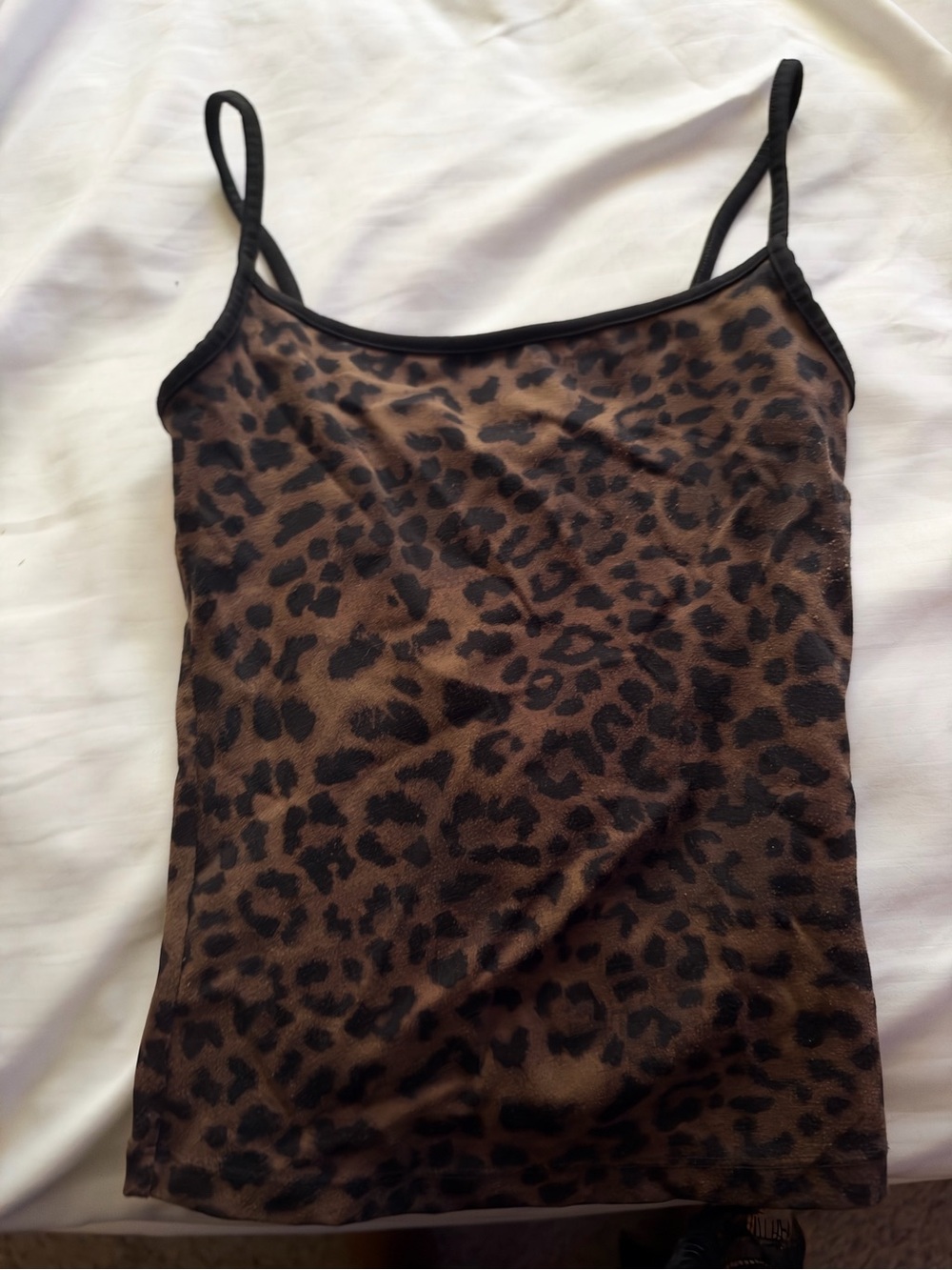 Garage Leopard-Pattern Mesh Cami Tank Top in Brown and Black